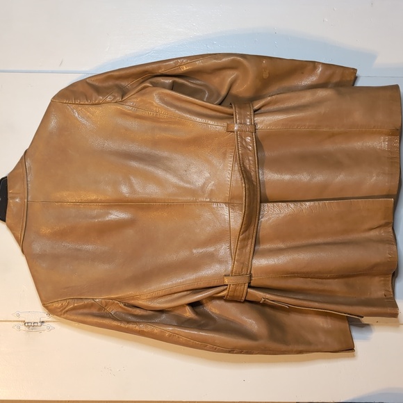 Vint. 70s Cortefiel Retro tan leather jacket 38 chest (mens small) - Picture 7 of 9